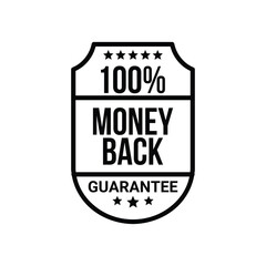 flat money back guarantee label design.