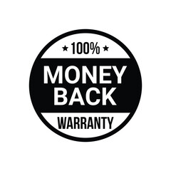 flat money back guarantee label design.