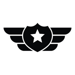 military shield wing star emblem logo design