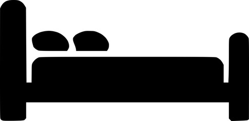 Black Silhouette of a Bed Vector Icon