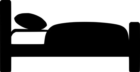 Black Silhouette of a Bed Vector Icon