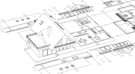 house architecture plan 3d illustration	
