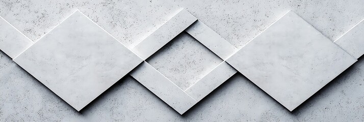 Abstract geometric design featuring overlapping diamond shapes in varying shades of gray on a textured concrete background.