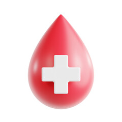 Blood Donation 3d icon isolated White Background 3d rendering