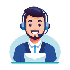 Business call executive with headset mic