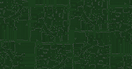 White circuit line technology pattern on green background vector 