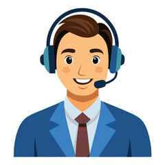 Confident agent in studio with mic