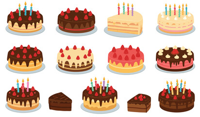 set of birthday cakes