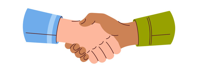 Diverse hands handshake gesture cartoon