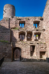 The Majestic and Enigmatic Ruins of an Ancient Castle are Beautifully Surrounded by Lush Greenery