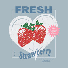 sweatshirt fruits print design, women's food fashion vibes trendy strawberry illustration artwork , t-shirts, Trendy Strawberry Tee Shirt, Fruit vintage t-shirt (1)
