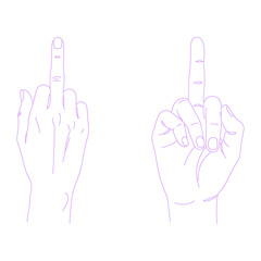 hand showing middle finger lineart outline illustration
