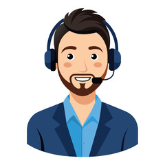 Remote worker with microphone headset smiling