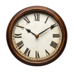 Antique clock time old classic retro style vintage round face design watch on transparent background