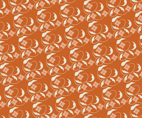 Abstract Flower Wallpaper Vector - Seamless Floral and Leaf Pattern with Retro Color Palette for Trendy Design Use