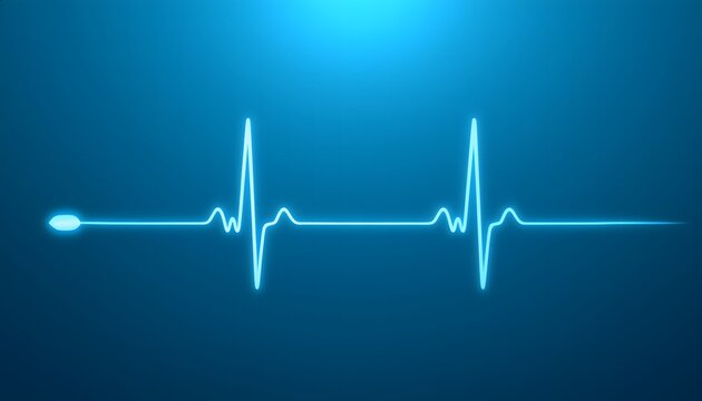 Medical heartbeat pulse line moving smoothly on soft blue background.