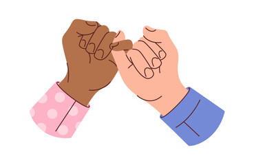 Diverse hands pinky reconciliation gesture