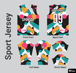 Jersey design template for printing and sublimation. Medium size geometric line jersey pattern template t-shirt
