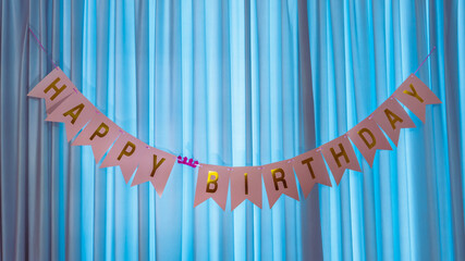 "Happy Birthday" Banner on Blue Background