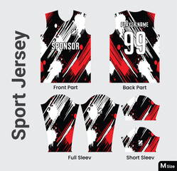 Jersey design template for printing and sublimation. Medium size geometric line jersey pattern template t-shirt