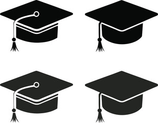 Graduation Cap Flat Design Symbol of Education Success and Achievement