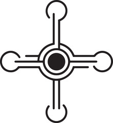 Futuristic Network Technology Logo Vector Design, Geometric Network Interface Logo &ndash; Black and White Vector, Clean Line Tech Connection Graphic for Digital and Web Systems, Modern Digital Hub Icon