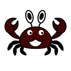 Happy Cartoon Crab Illustration, Clipart, Red Crab