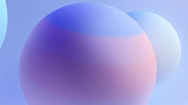 Abstract 3D composition of soft blue and purple spheres floating in a minimal gradient background. Concept of modern design, simplicity and futuristic aesthetics

