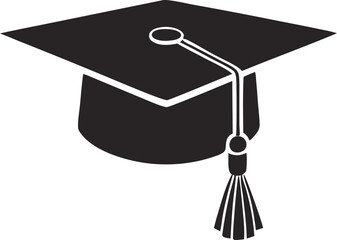 Graduation Cap with Tassel Silhouette Icon