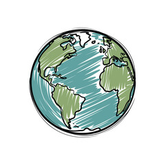 Hand Drawn Sketch of Planet Earth Global Perspective