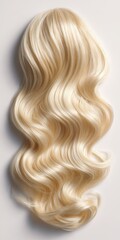 Fototapeta premium Blonde Bundle. Long Bleached Human Hair Weave Extensions for Woman Beauty in Vibrant Colors