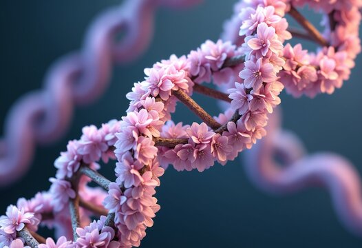 Double helical DNA structure made up of flowers