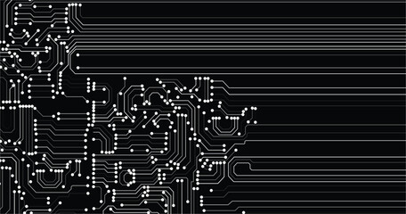 Abstract black technology background with circuit lines stock illustration. Circuit board futuristic trace processor unit texture illustration design