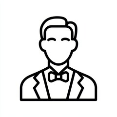Bow Tie Outline Avatar Icon. Linear Man Profile Graphic Design