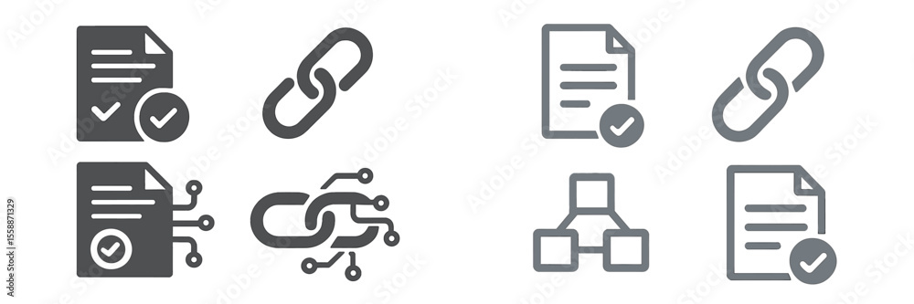 Poster visual representation of document management concepts and digital linking in a modern workspace envi