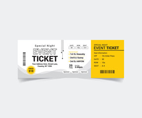 Event Ticket Template Design with Vector File
