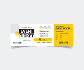 Event Ticket Template Design with Vector File