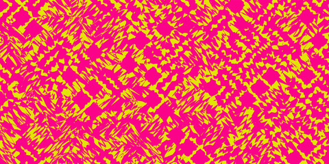 Geometric maze colorful seamless pattern. Brush drawn pink and yellow scribbles. Abstract maze geometric vector background. Irregular labyrinth pattern in bright colors. Hand drawn intricate banner.