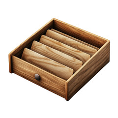Natural Grain Wooden Drawer Dividers Organizer Storage Solution Minimalist on transparent background