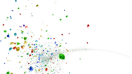 大量に噴出するカラフルな粒子