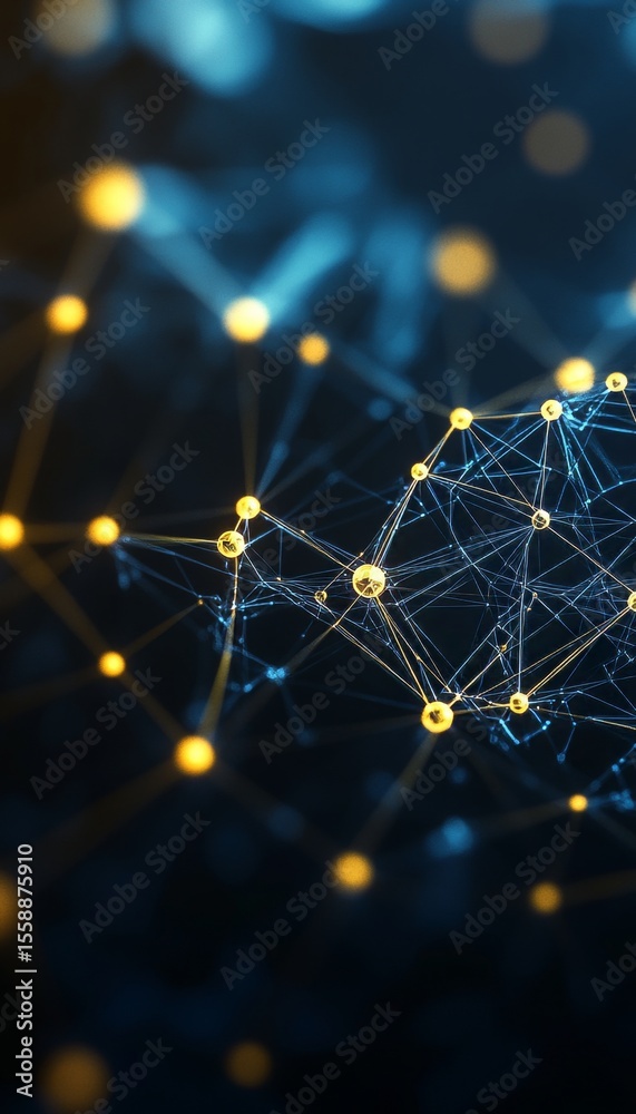 Poster abstract network backdrop with interconnected dots and polygons for data and technology themes