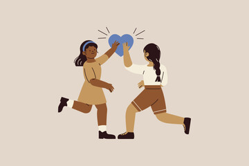 Cartoon Illustration of Two Women Sharing Love