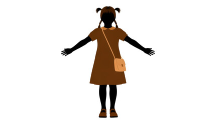 Isolated Schoolgirl with Shoulder Bag
