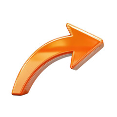 Gleaming Orange Arrow Directional Guide 3D Render Navigation Icon Glossy on transparent background