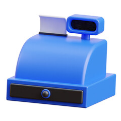 Cash Register 3d icon isolated White Background 3d rendering