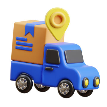 Delivery Truck 3d icon isolated White Background 3d rendering