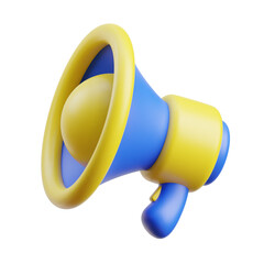 Megaphone 3d icon isolated White Background 3d rendering