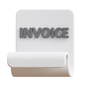 Invoice 3d icon isolated White Background 3d rendering