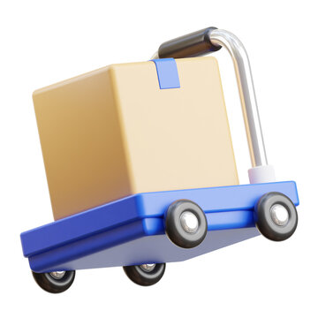 Package Dolly 3d icon isolated White Background 3d rendering