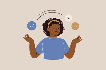 Woman Juggling Different Emotions Illustration